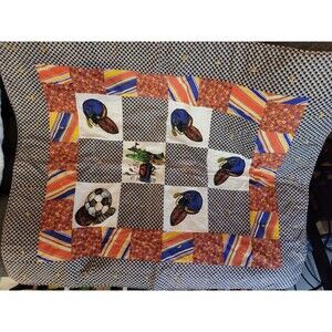 Handmade Vintage Sport Theme Football Golf Baby Blanket Lap Throw Shower Gift